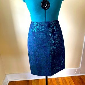 Iridescent Teal and Navy J Crew Pencil Skirt size 4